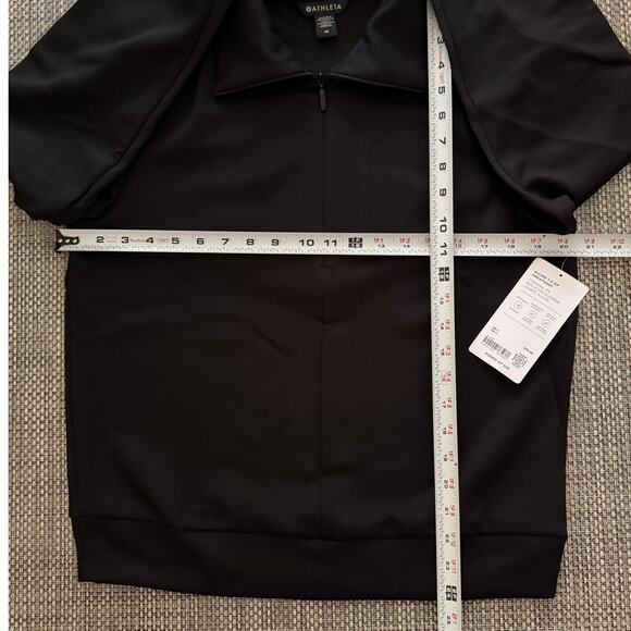 ATHLETA NWT Allure Tencel 1/4 Zip Long Sleeve Sweatshirt Black M Sporty Prep - Picture 3 of 3
